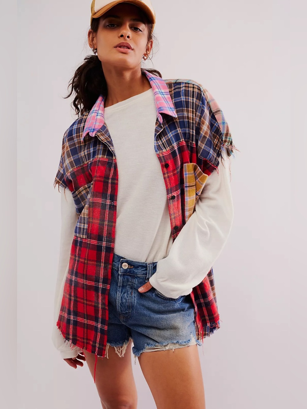 We The Free Distressed Frayed Sleeveless Flannel size Medium